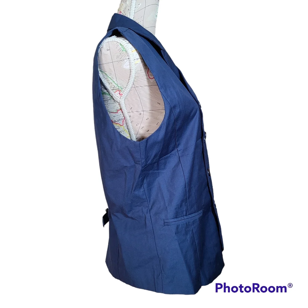 Zune Poar Mens Size XXL / 40 Blue Double-Breasted Tailored Vest Cinched Back NWT